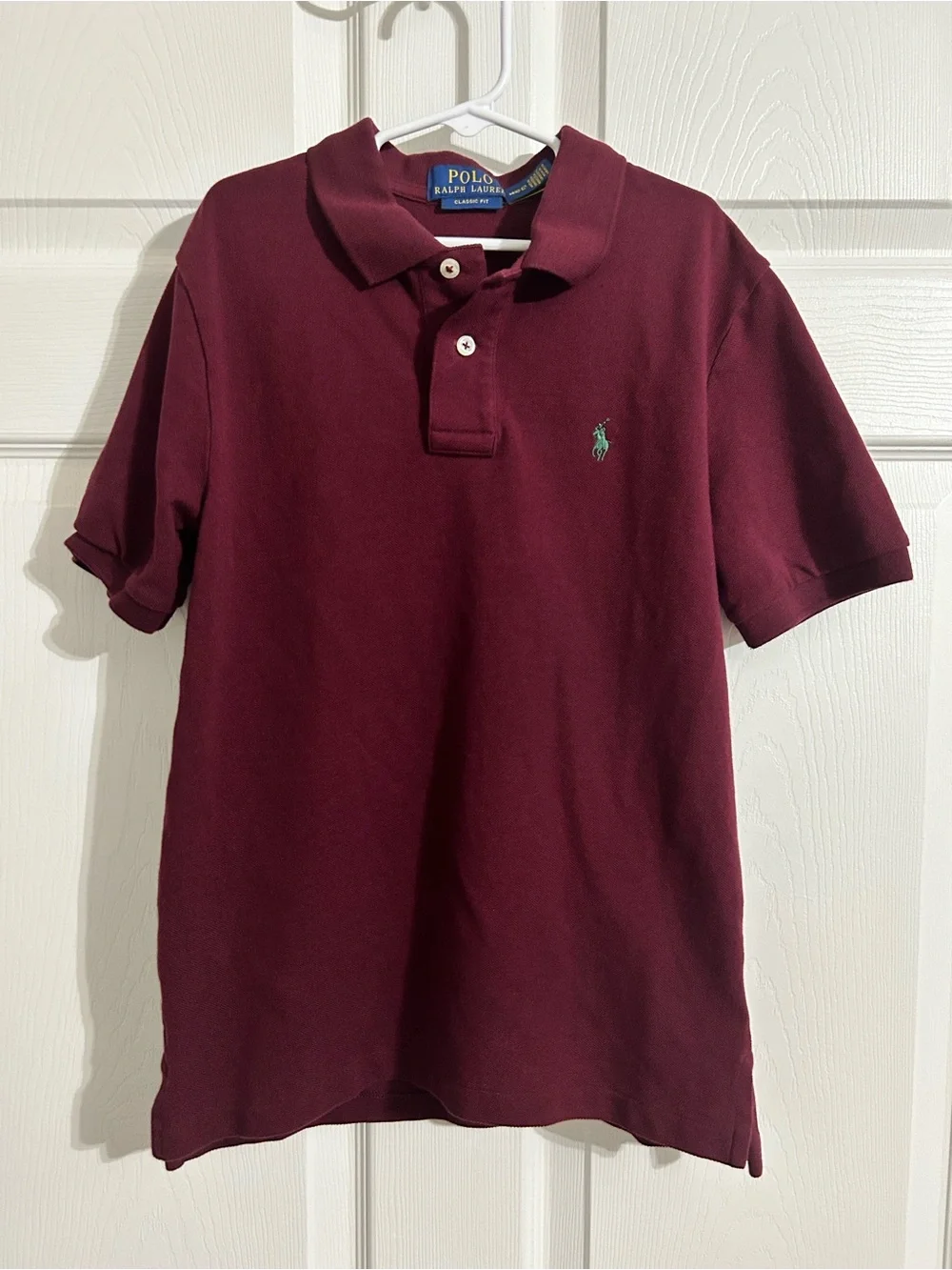 Ralph Lauren Boys' Maroon Short Sleeve Polo with Green Pony